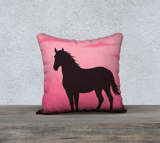 Pink Horse Throw Pillow Cover