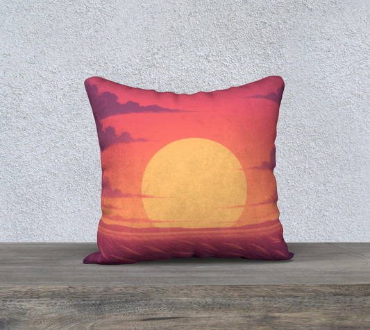 Pink Sky, Prairie Sun Throw Pillow Cover
