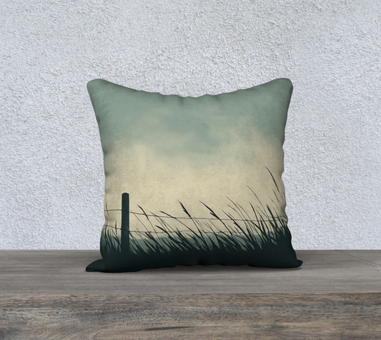 Blue Prairie Throw Pillow Cover