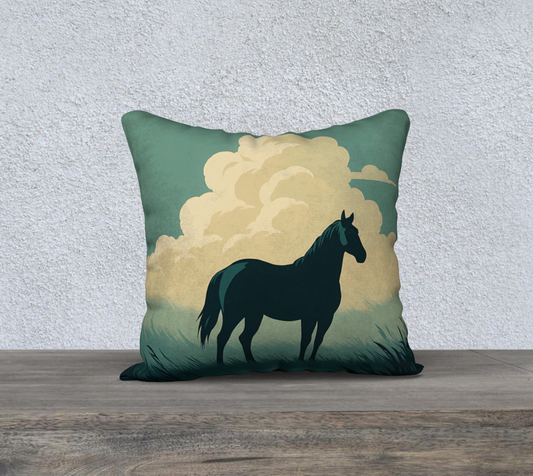 Teal Horse Throw Pillow Cover