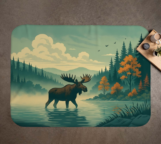 Moose in the Mist Minky Soft Blanket