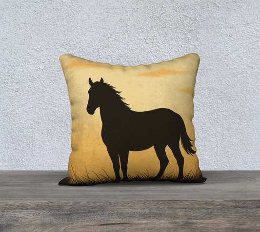 Yellow Horse Throw Pillow Cover