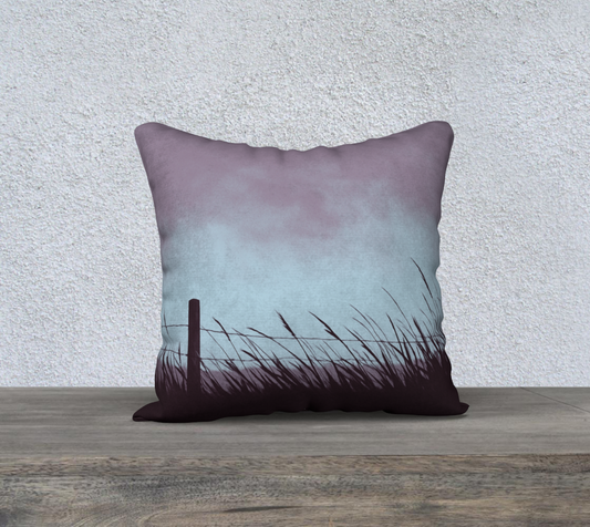 Muted Blue Prairie Throw Pillow Cover