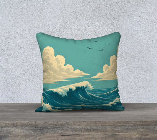 West Coast Wave Throw Pillow Cover