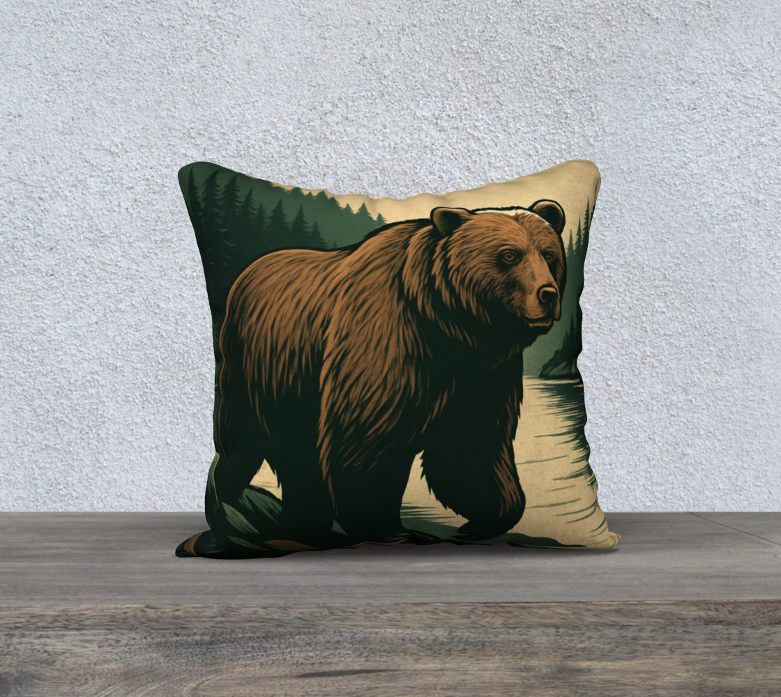 Grizzly Bear Throw Pillow Cover