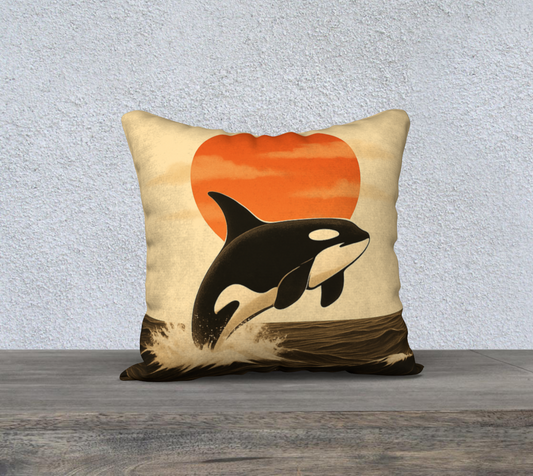 Orca Sun Throw Pillow Cover