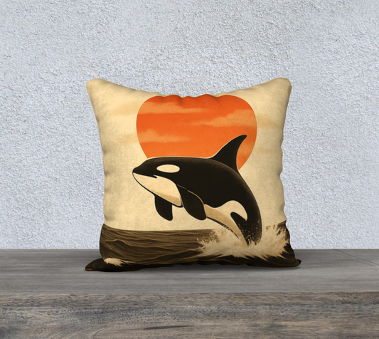 Orca Sun Throw Pillow Cover