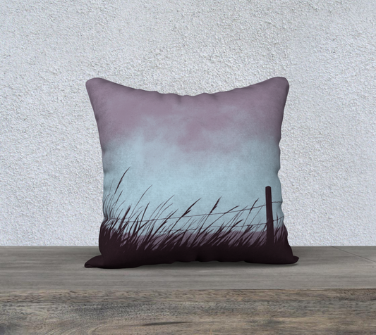 Muted Blue Prairie Throw Pillow Cover