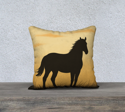 Yellow Horse Throw Pillow Cover
