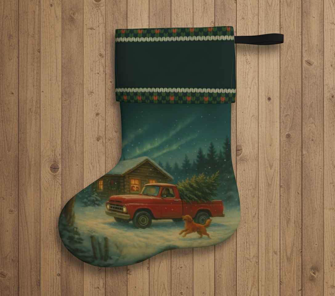 Red Classic Christmas Truck Stocking