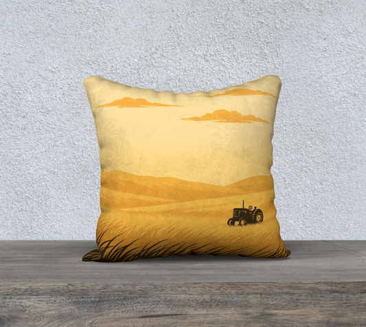 Tractor Hills Throw Pillow Cover