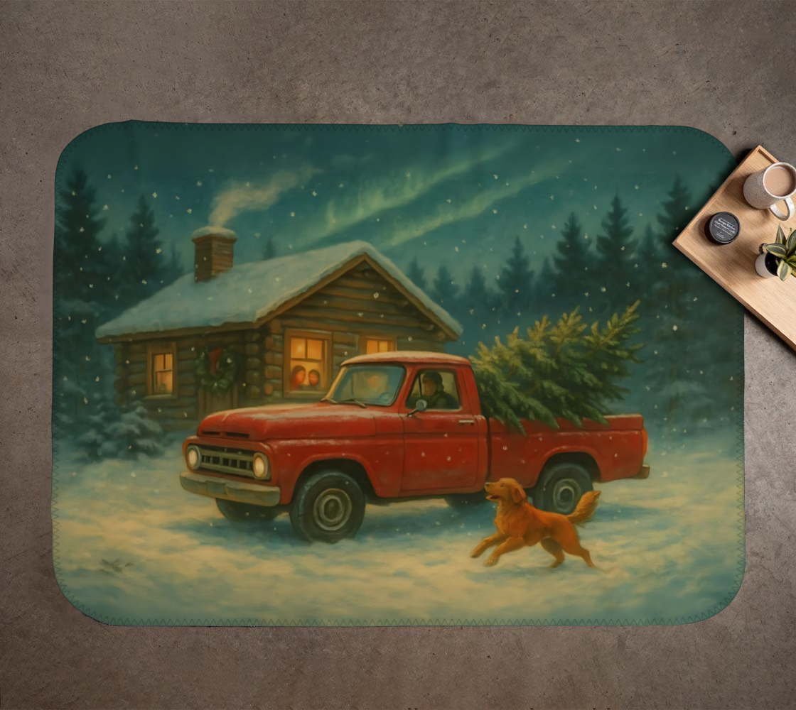 Red Classic Christmas Truck Minky Soft Blanket