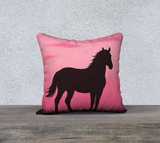Pink Horse Throw Pillow Cover