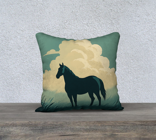 Teal Horse Throw Pillow Cover