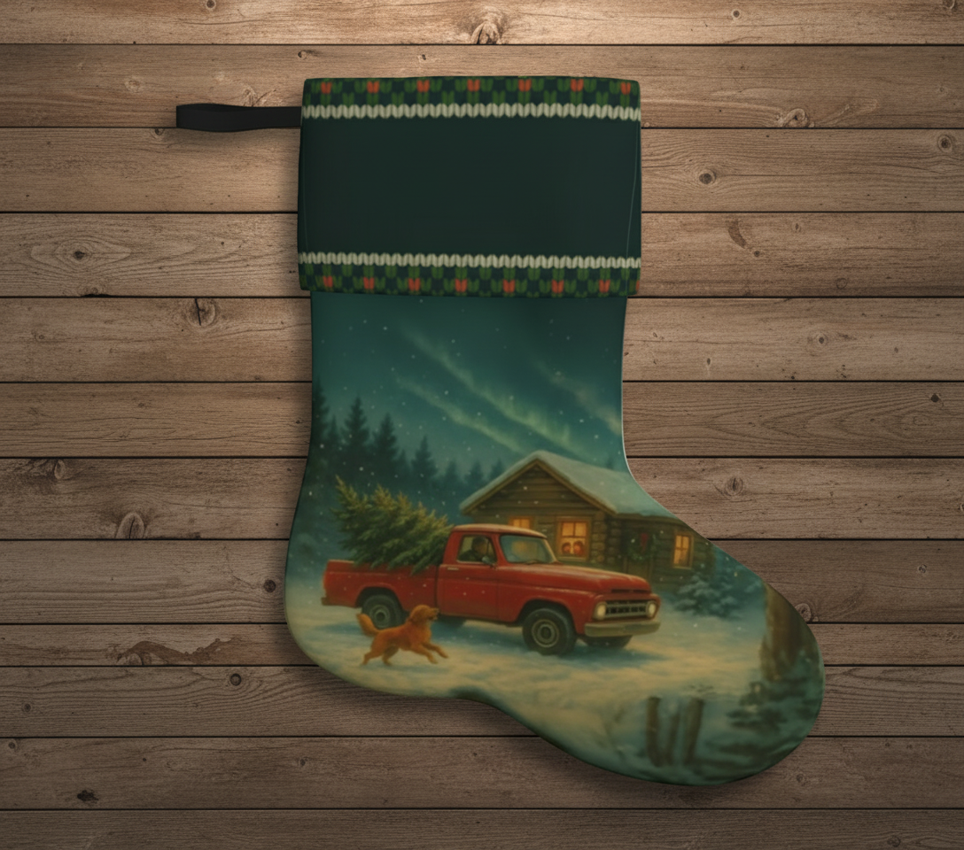 Red Classic Christmas Truck Stocking