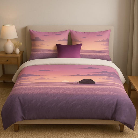 Pink Prairie Sunset Duvet Cover