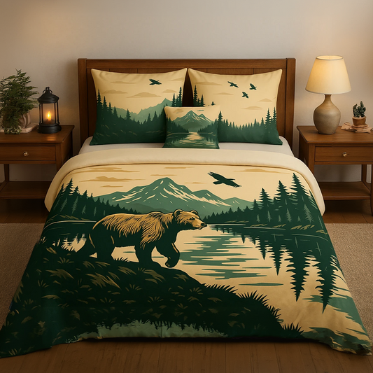 Green Grizz Duvet Cover