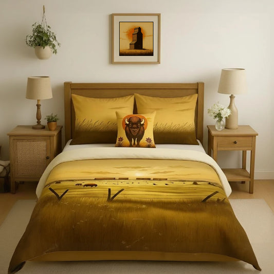 Plains Bison Sunrise Duvet Cover