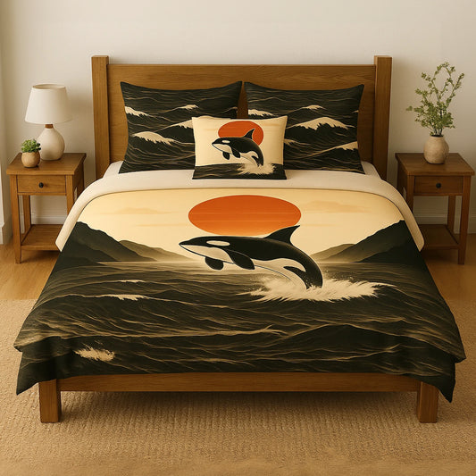 Orca Sunset Duvet Cover