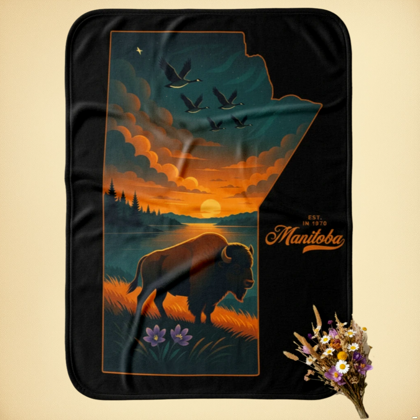 Manitoba Silhouette Minky Soft Blanket