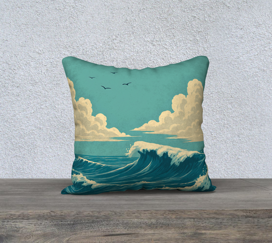 West Coast Wave Throw Pillow Cover