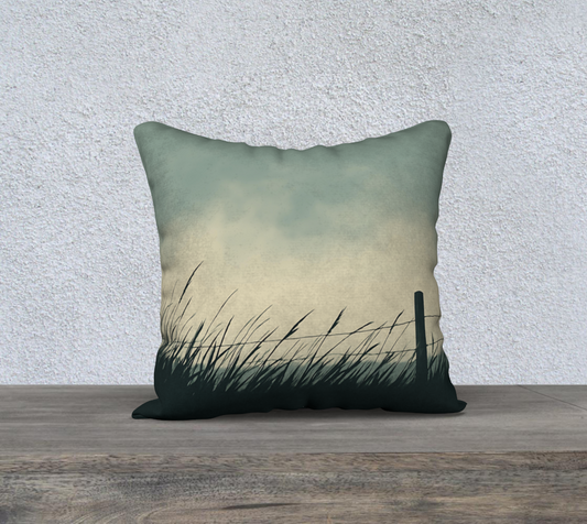 Blue Prairie Throw Pillow Cover